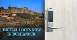Tuchware Smart Lock in Burhanpur shown with the backdrop of a heritage riverside fort and local residents