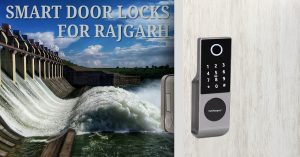Smart Lock in Rajgarh by Tuchware displayed beside a water dam in Rajgarh, promoting digital security solutions