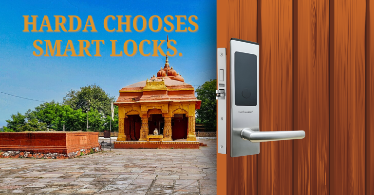 Smart Lock in Harda, with a view of a heritage temple – showcasing a stronghold of tradition embracing smart protection.