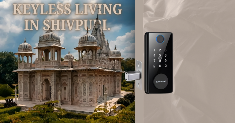 Stylish Tuchware smart lock in Shivpuri installed at a heritage-inspired home.
